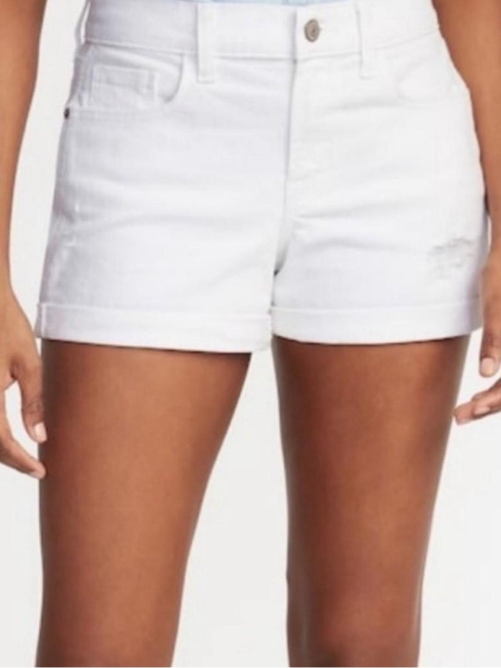 APT 9 Stretch Denim White Roll Cuff Shorts Size 12 $45 EUC KL